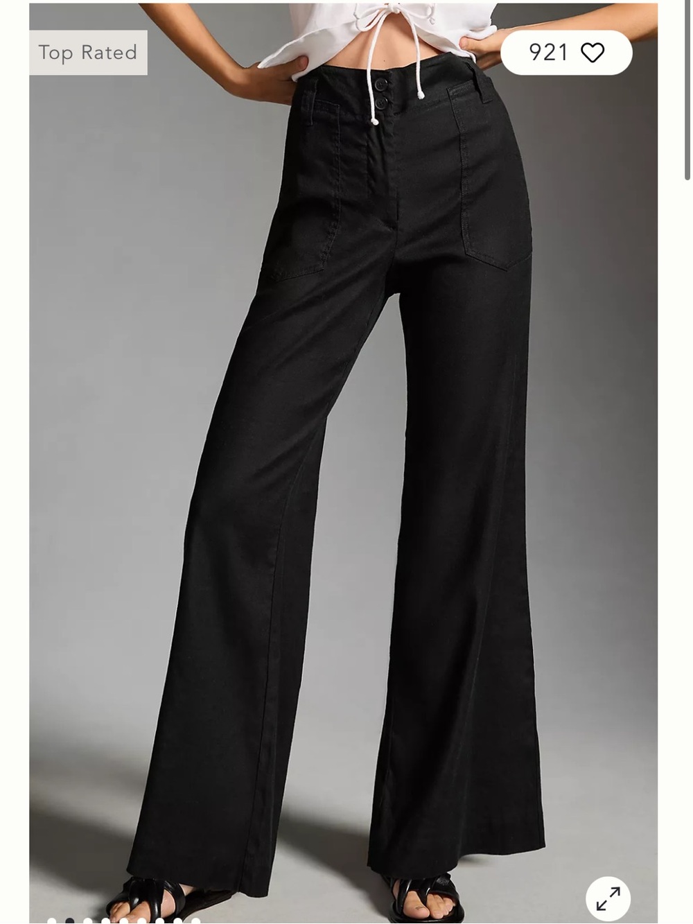 Anthropologie Maeve The Naomi Linen Wide Leg Flare Pant Black Womens 14